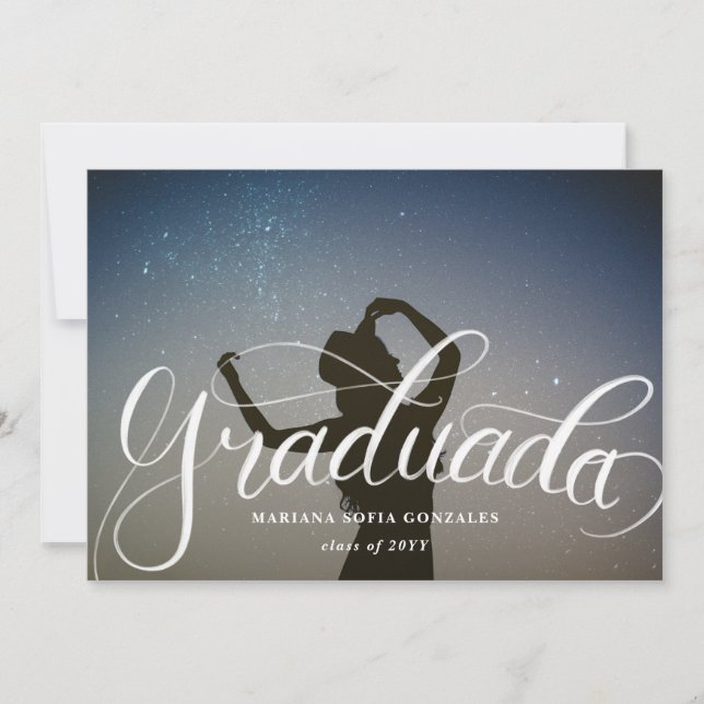 Invitación Foto de graduación de Graduada en Español con manu (Anverso)