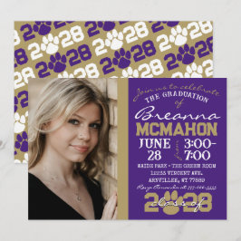 Invitación Foto de graduación de huella de bronce y púrpura