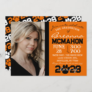Invitación Foto de graduación de huella de papel de naranja y