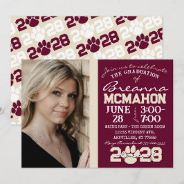 Invitación Foto de graduación de impresión de Borgoña y Crema