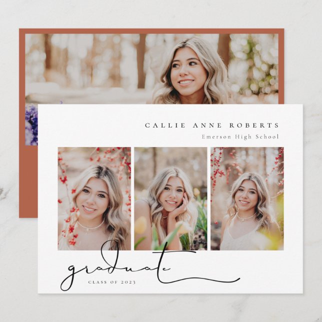 Invitación Foto De Graduación De Instantáneas Guiadas (Anverso / Reverso)