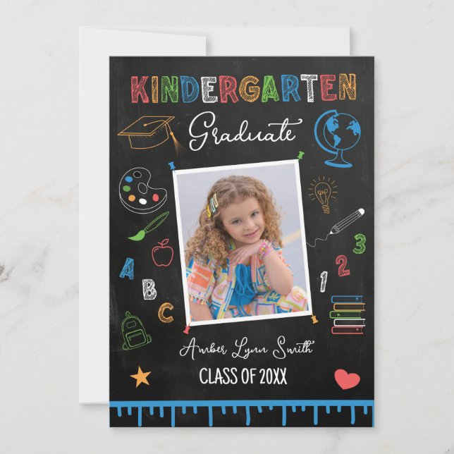 Invitación Foto de graduación de jardines de infancia de Chal (Anverso)