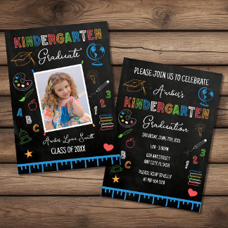 Invitación Foto de graduación de jardines de infancia de Chal