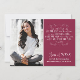 Invitación Foto de graduación de la Biblia Cristiana Borgoña 