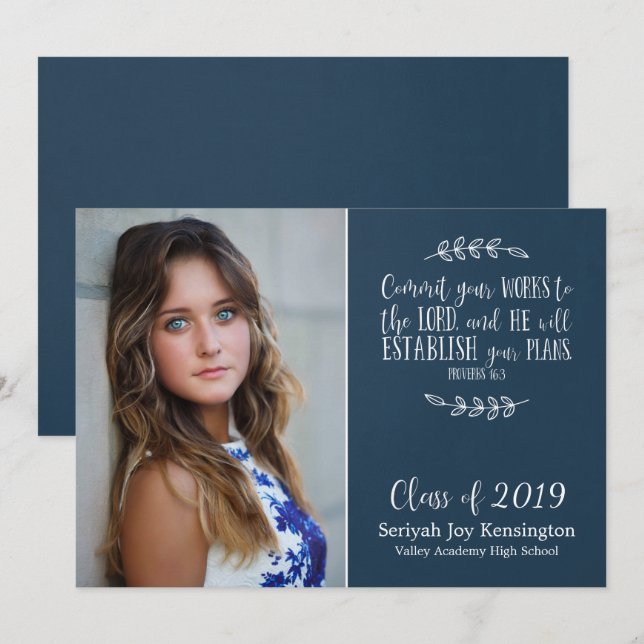 Invitación Foto de graduación de la Biblia Cristiana Moderna  (Anverso / Reverso)