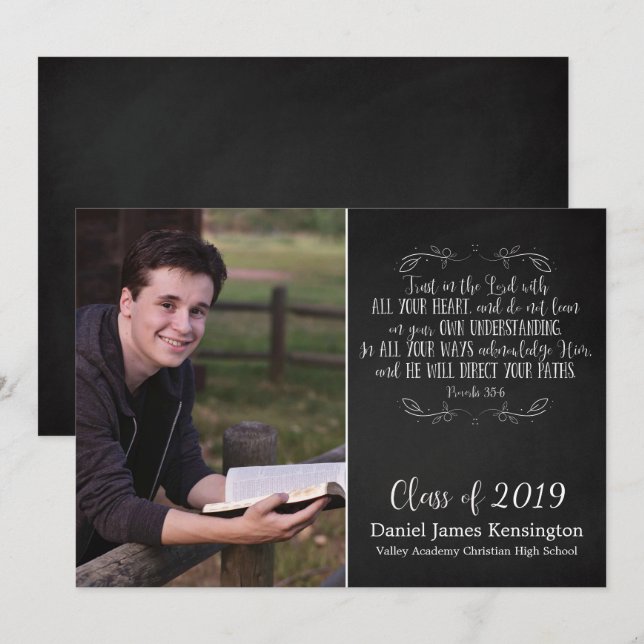 Invitación Foto de graduación de la Biblia Rustica Cristiana  (Anverso / Reverso)