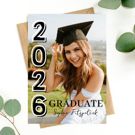 Invitación Foto de graduación de la clase de 2026 en blanco y