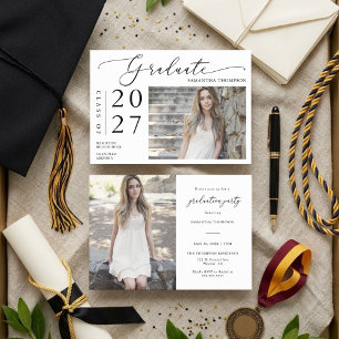 Invitación Foto de graduación de la escuela de escritura Mini