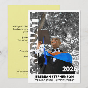 Invitación Foto de graduación de la promoción 2026 Amarillo P
