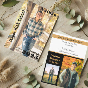 Invitación Foto de graduación de oro negro elegante moderno