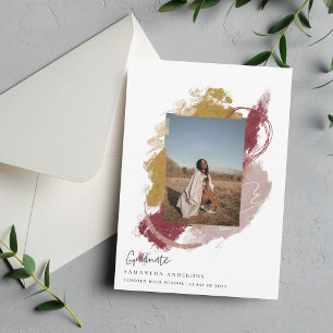 Invitación Foto de graduación de pincel colorido moderno