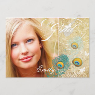 Invitación Foto de graduación de PixDezines con pavo real