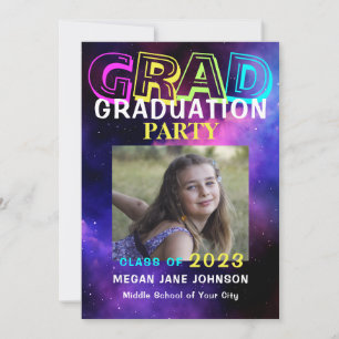 Invitación Foto de graduación de posgrado de neón de respland