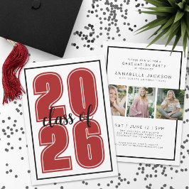 Invitación Foto de Graduación de Posgrado Rojo