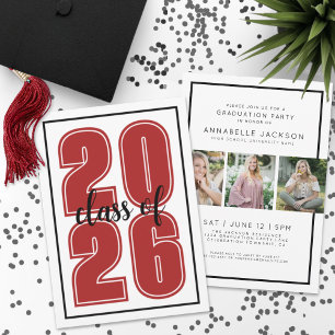 Invitación Foto de Graduación de Posgrado Rojo