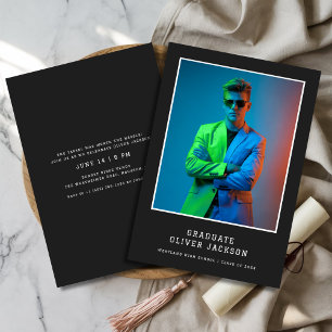 Invitación Foto de graduación de Retro Eléctrico Azul Vintage