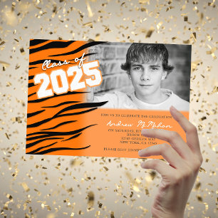 Invitación Foto de graduación de tigre naranja o Bengala