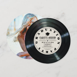 Invitación Foto de graduación del registro de vinilo retro