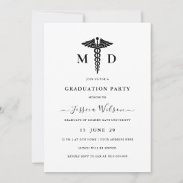Invitación Foto de graduación del Símbolo MD RN Caduceus
