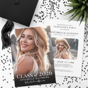 Invitación Foto de Graduación en Blanco y Negro Elegante