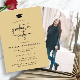 Invitación Foto de graduación en negro de oro
