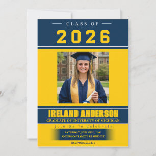 Invitación Foto de graduación Maíz y Azul