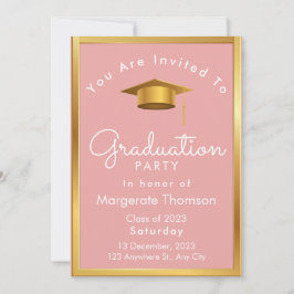 Invitación Foto de graduación moda simple rosa moderno