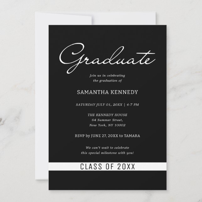 Invitación Foto de graduación moderna en blanco y negro 2025 (Reverso)