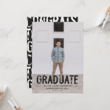 Foto de graduación moderna en blanco y negro con t