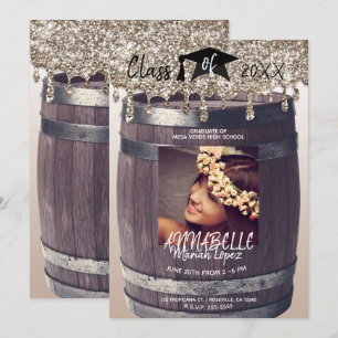 Invitación Foto de graduación moderna rústica con goteo de pu