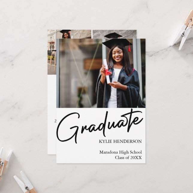 Invitación Foto de graduación moderna simple (Anverso/Reverso In Situ)