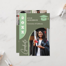 Invitación Foto de graduación moderna verde
