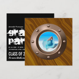 Invitación Foto de graduación náutica en negro y dorado