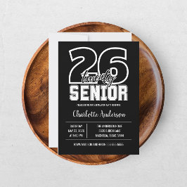 Invitación Foto de graduación negra Senior 2026