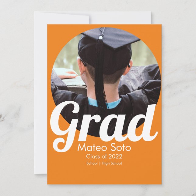 Invitación Foto de graduación Negrita Cualquier color (Anverso)