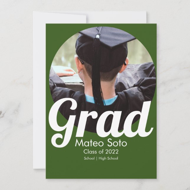 Invitación Foto de graduación Negrita Cualquier color (Anverso)
