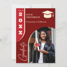 Invitación Foto de graduación Red Modern