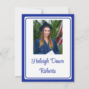 Invitación Foto de graduación Royal Blue de Cap & Diploma