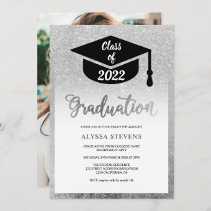 Invitación Foto de graduación simple y moderna del purpurina 