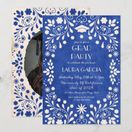 Invitación Foto de graduación Talavera Mexicana Royal Blue