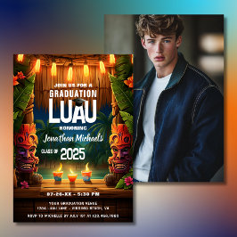 Invitación Foto de graduación Tropical Tiki Hawai Luau