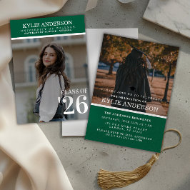 Invitación Foto de graduación universitaria moderna en verde