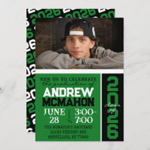 Foto de graduación verde y negro moderno