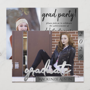Invitación Foto de Graduado 2   Graduación del pincel de guió