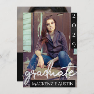 Invitación Foto de Graduado 2   Moda Script Simple Keepsake