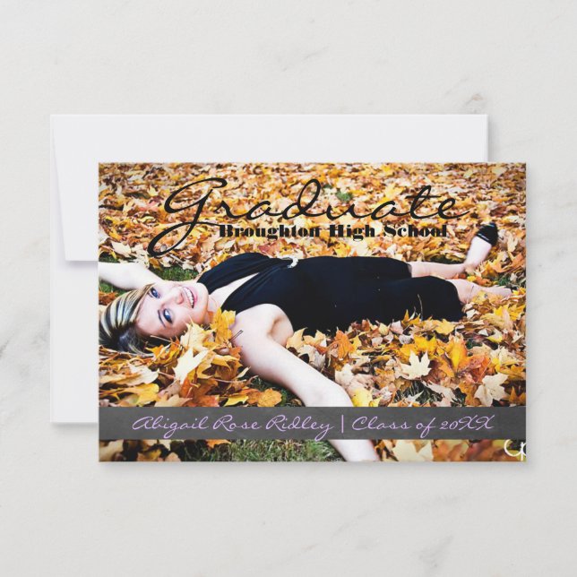 Invitación Foto de graduado - banda de cartón 3x5 (Anverso)