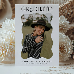 Invitación Foto de Graduado con Borde Ondulado Fiesta de Grad
