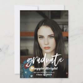 Invitación Foto de graduado con guión moderno
