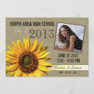 Invitación Foto de graduado de girasol ruso
