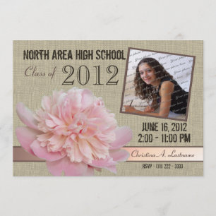 Invitación Foto de graduado de Peony en el país